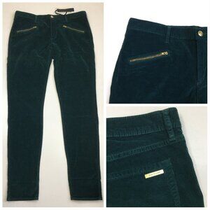 NWT JUICY COUTURE Evergreen Gold Hardware Zip Pocket Corduroy Skinny Jeans